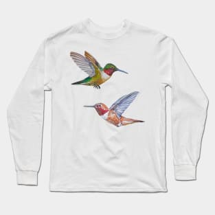 Hummingbirds set (Rufous & Ruby Throated) Long Sleeve T-Shirt